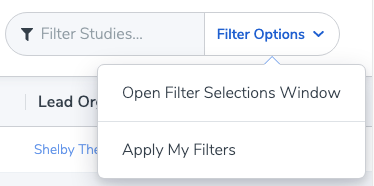 Filter Options Drop-down