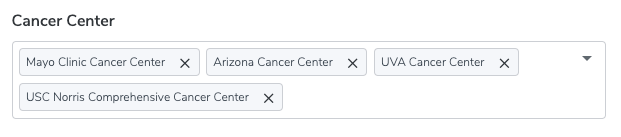 Filter: Cancer Center, Multiple Selections