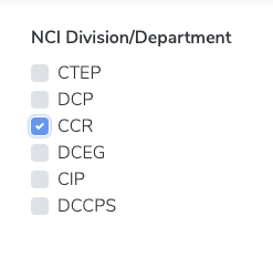 Filter: NCI Division/Department Selection