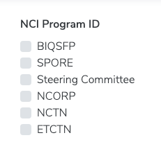 Filter: NCI Program ID