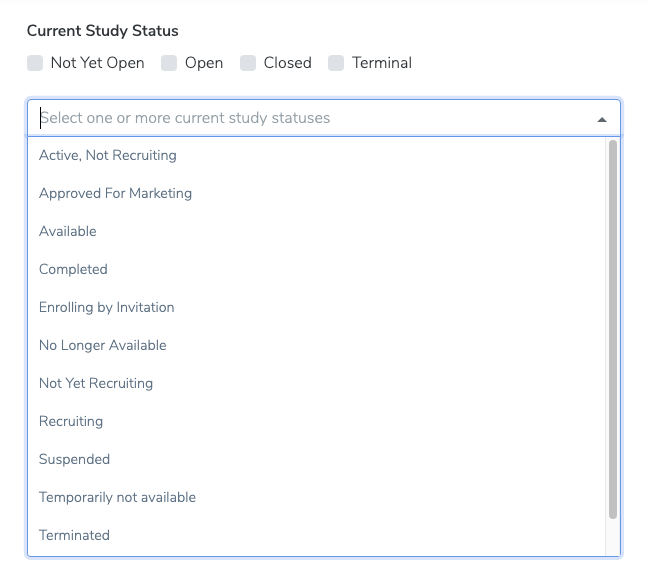 Filter: Current Study Status